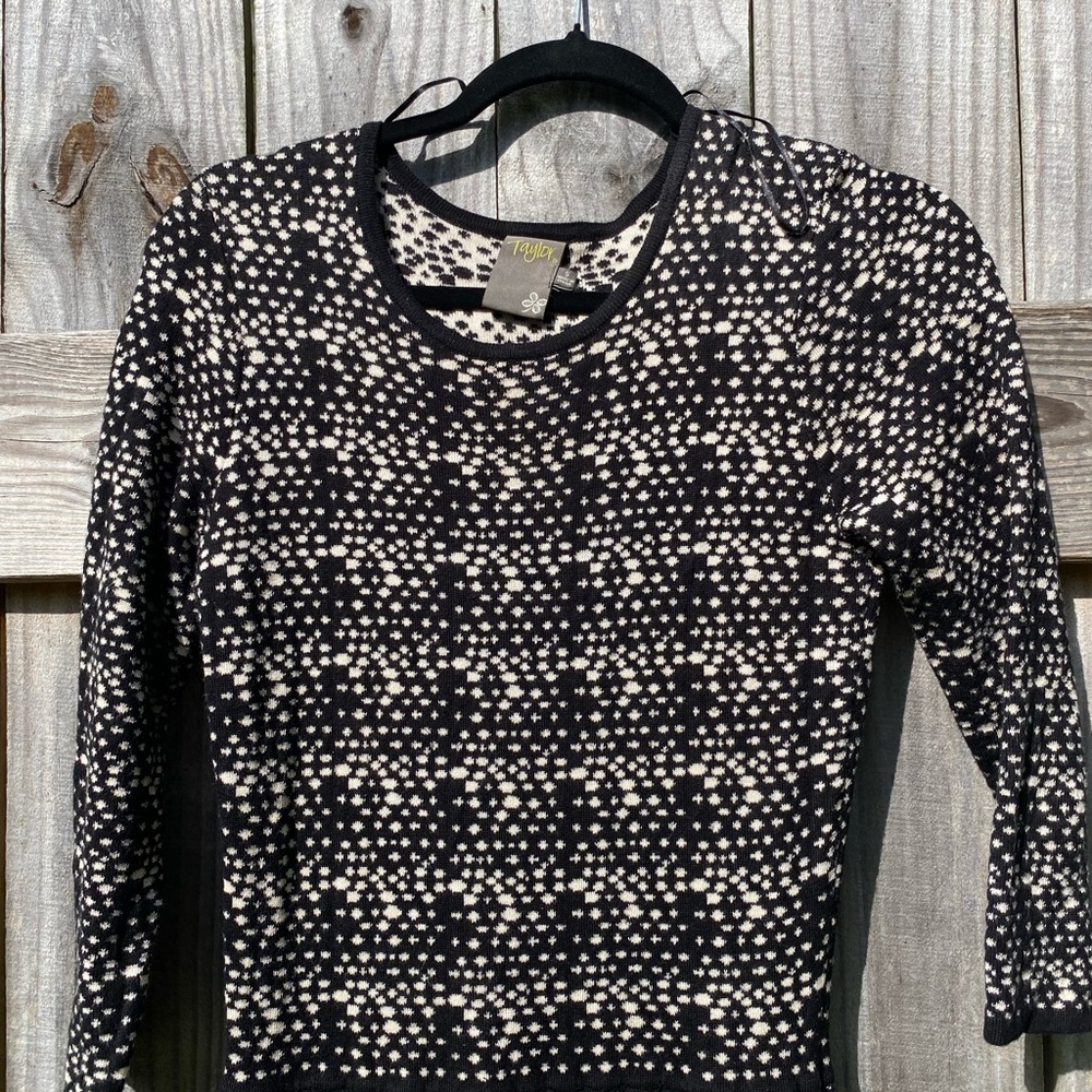 TAYLOR Black and Cream Patterned sweater Dress -Size S - Picture 2 of 6